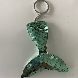 light green sequin mermaid tail keychain.
